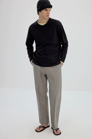 Simple Project Linen Chino Pants-Stone Grey
