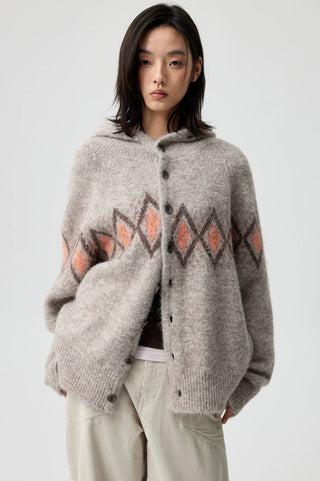 Simple Project Jacquard Sweater-Khaki