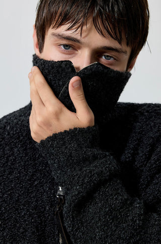 Simple Project High-Neck Sweater-Black