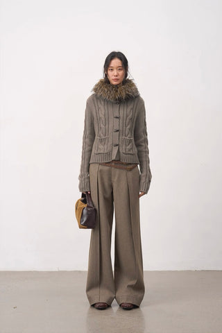 BALIANG Cable Fur Cardigan