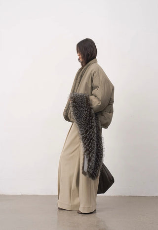 BALIANG Nest Fur Puffer Jacket-Moss Gray