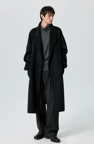 Simple Project Wool Chester Coat-Black