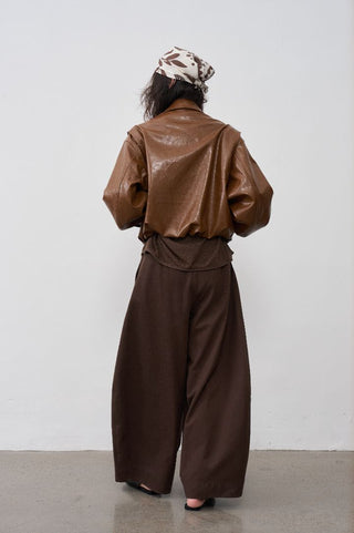 BALIANG Sunblaze Scarf Leather Jacket-Amber