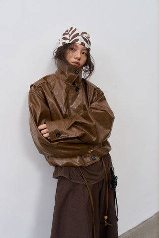 BALIANG Sunblaze Scarf Leather Jacket-Amber