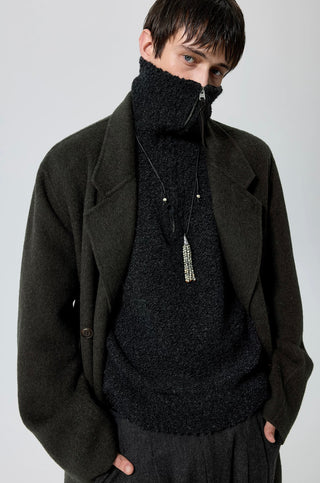 Simple Project Wool Chester Coat-Olive Green