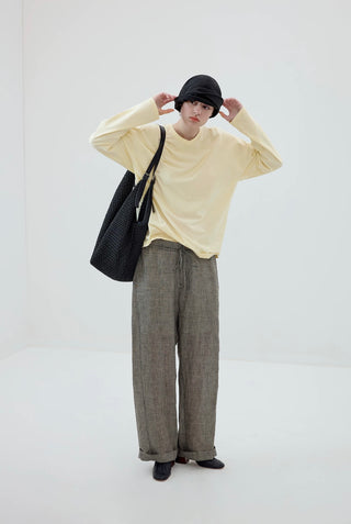 Simple Project Plaid Linen Trousers