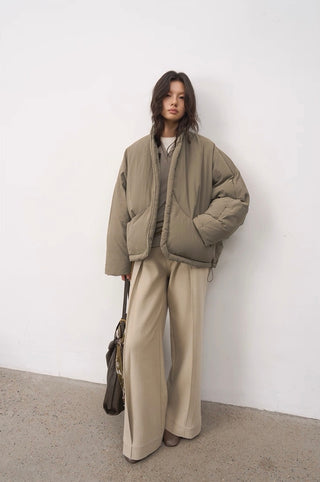 BALIANG Nest Fur Puffer Jacket-Moss Gray