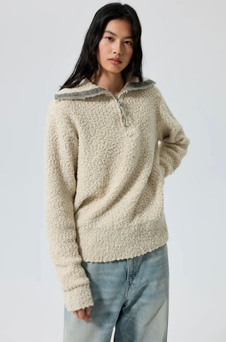 Simple Project High-Neck Sweater-Cream