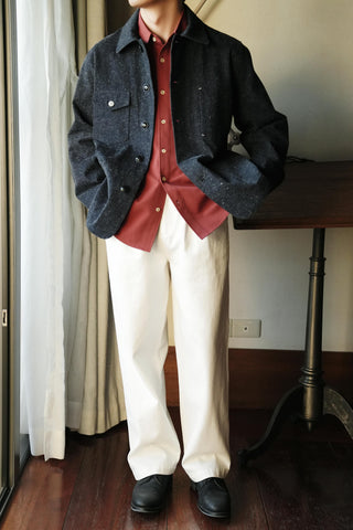 LANSYINLI Hemp-Cotton Utility Denim Jacket