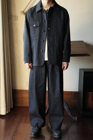 LANSYINLI Hemp-Cotton Utility Denim Jacket