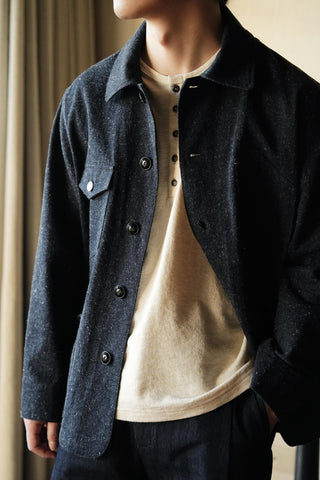 LANSYINLI Hemp-Cotton Utility Denim Jacket