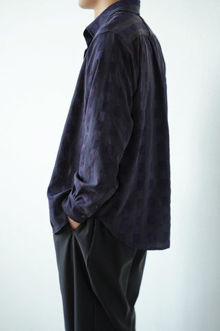 LANSYINLI Jacquard Check Long-Sleeve Shirt