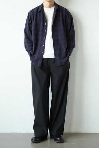 LANSYINLI Jacquard Check Long-Sleeve Shirt