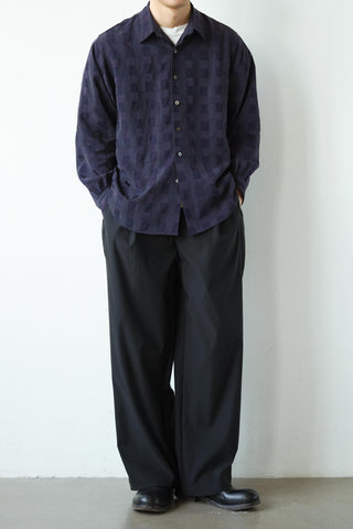 LANSYINLI Jacquard Check Long-Sleeve Shirt