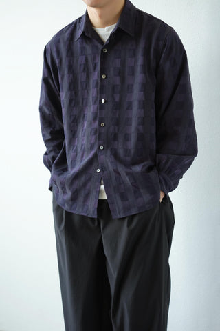 LANSYINLI Jacquard Check Long-Sleeve Shirt