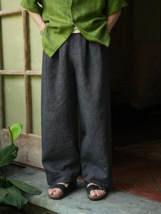 LANSYINLI Ink Bamboo Linen Trousers
