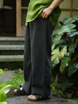 LANSYINLI Ink Bamboo Linen Trousers