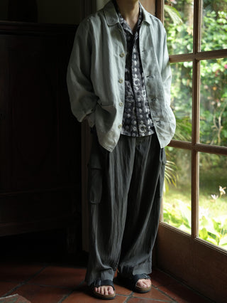 LANSYINLI Bubble Hemp Relaxed Overshirt