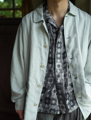 LANSYINLI Bubble Hemp Relaxed Overshirt