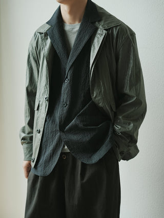 LANSYINLI Ink Threads Striped Blazer
