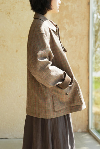 LANSYINLI Plaid Wool-Blend Jacket