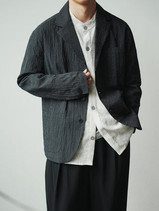 LANSYINLI Ink Threads Striped Blazer