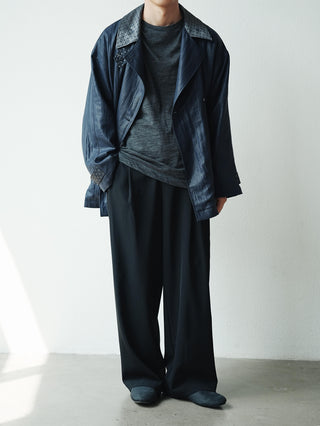 LANSYINLI Coated Patchwork Cropped Coat
