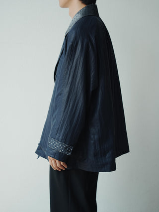 LANSYINLI Coated Patchwork Cropped Coat