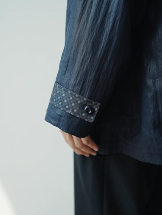 LANSYINLI Coated Patchwork Cropped Coat