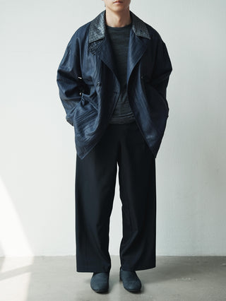 LANSYINLI Coated Patchwork Cropped Coat