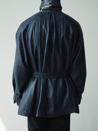 LANSYINLI Coated Patchwork Cropped Coat