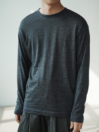 LANSYINLI Wool Crewneck Long-Sleeve Tee