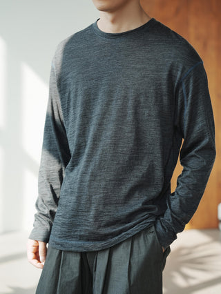 LANSYINLI Wool Crewneck Long-Sleeve Tee