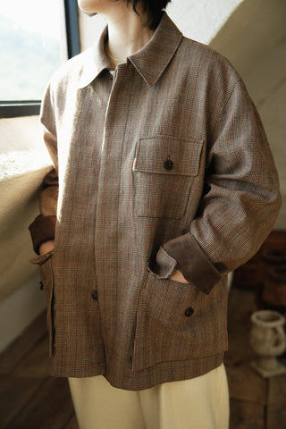 LANSYINLI Plaid Wool-Blend Jacket