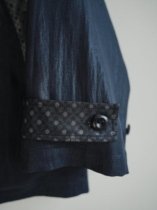 LANSYINLI Coated Patchwork Cropped Coat