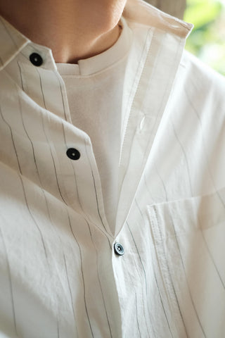 LANSYINLI Stripe Long-Staple Cotton Shirt