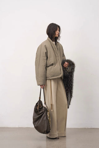 BALIANG Nest Fur Puffer Jacket-Moss Gray