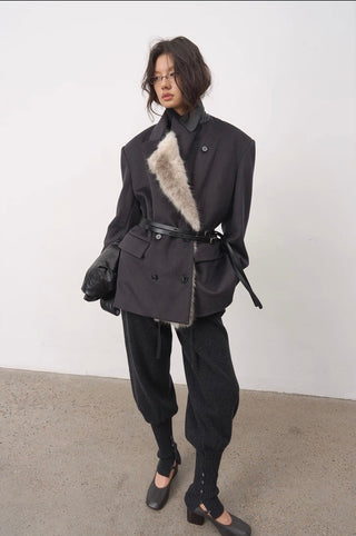 BALIANG Coil Tweed Blazer-Indigo Black