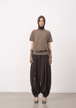 BALIANG Tapered Pleated Trousers-Coffee Brown