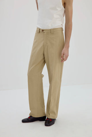 Simple Project Linen Chino Pants-Khaki