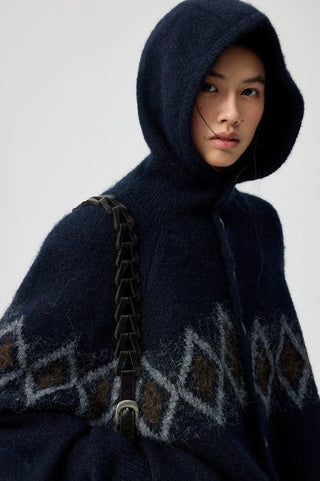 Simple Project Jacquard Sweater-Navy