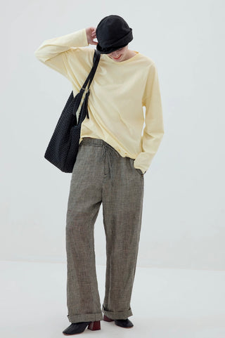 Simple Project Plaid Linen Trousers