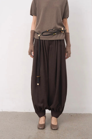BALIANG Tapered Pleated Trousers-Coffee Brown