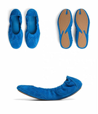Simple Project Brogue Ballet Flats-Blue Suede