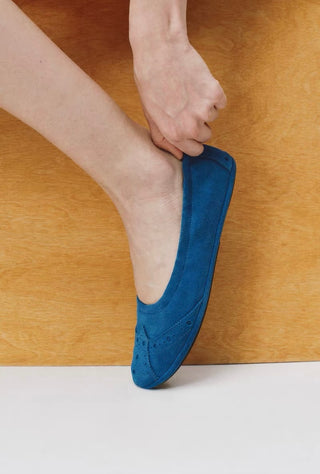 Simple Project Brogue Ballet Flats-Blue Suede