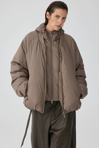 Simple Project Detachable Hood Jacket-Brown