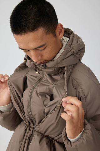 Simple Project Detachable Hood Jacket-Brown