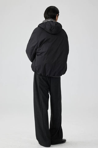 Simple Project Detachable Hood Jacket-Black