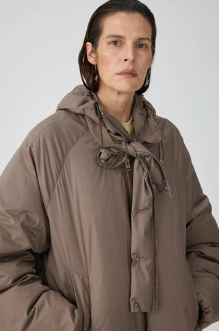 Simple Project Detachable Hood Jacket-Brown