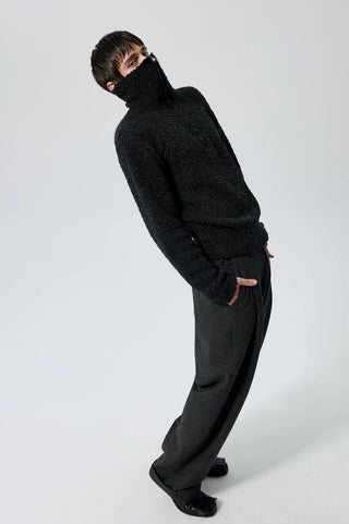 Simple Project High-Neck Sweater-Black